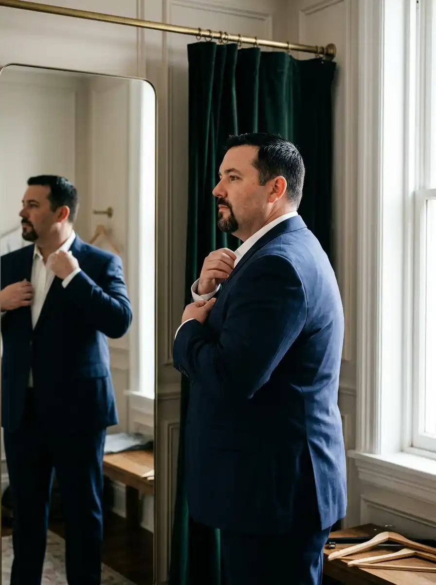 How to Shop for a Wedding Suit When You're Plus Size 8 Fit the jacket to your shoulders first