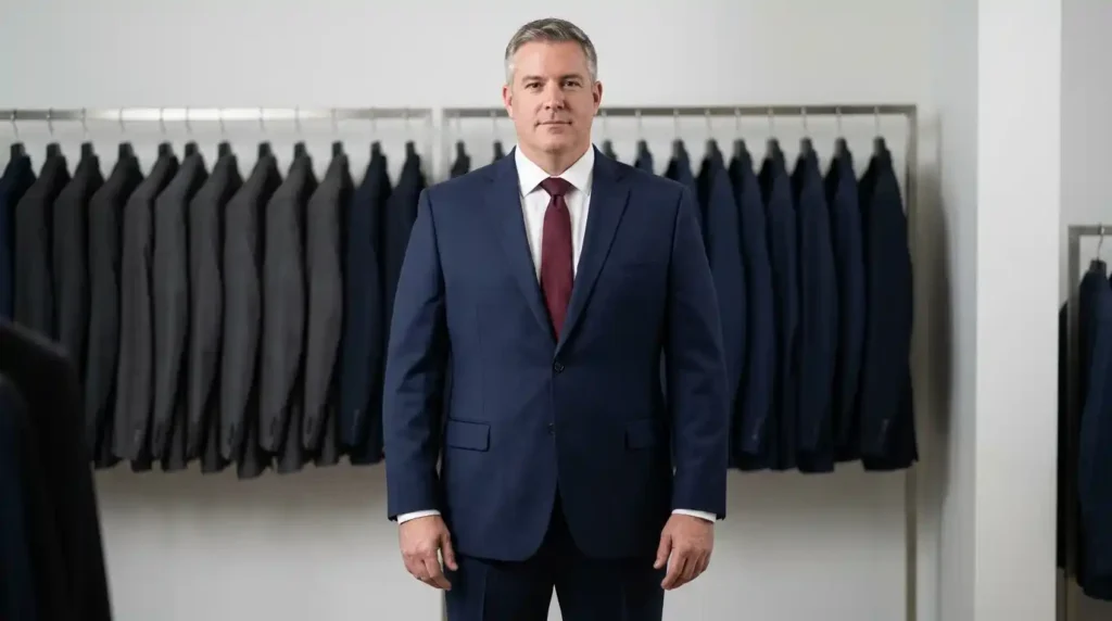 How to Dress for an Interview When You're a Bigger Guy 4 Pick a Solid Navy or Charcoal Suit