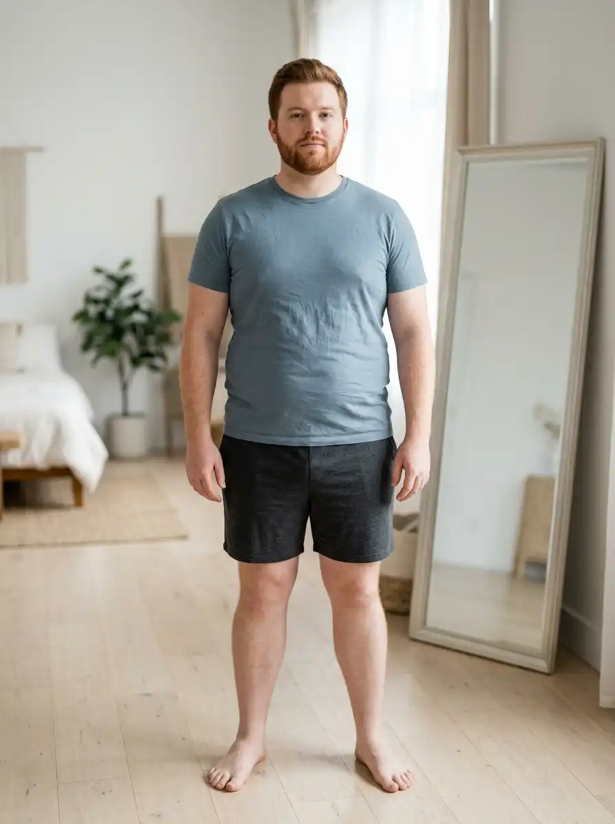 How to Measure Yourself for Plus Size Clothing Before You Order Online 4 Stand Relaxed in Front of a Full-Length Mirror