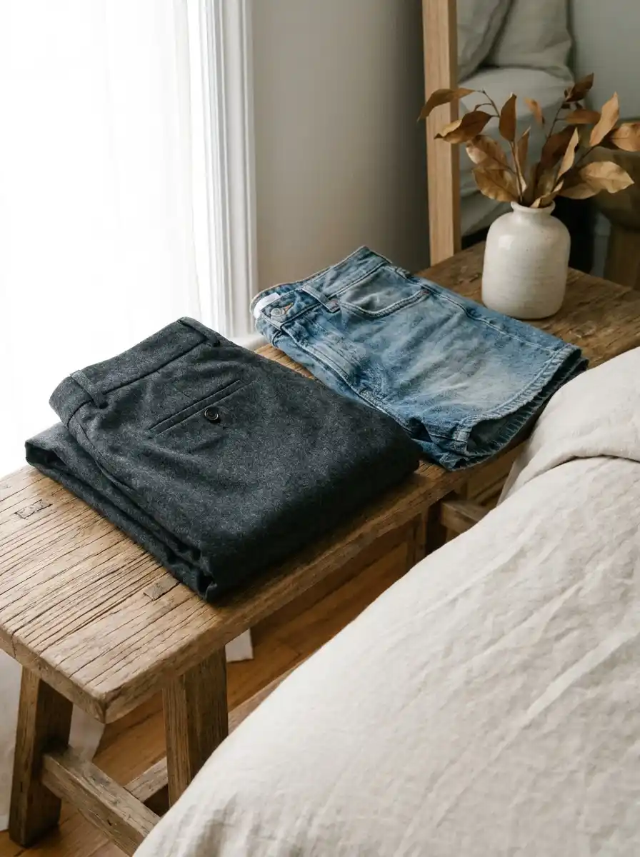 How to Transition Your Outfits from Summer to Fall as a Big Guy 4 Swap shorts for dark straight-leg pants