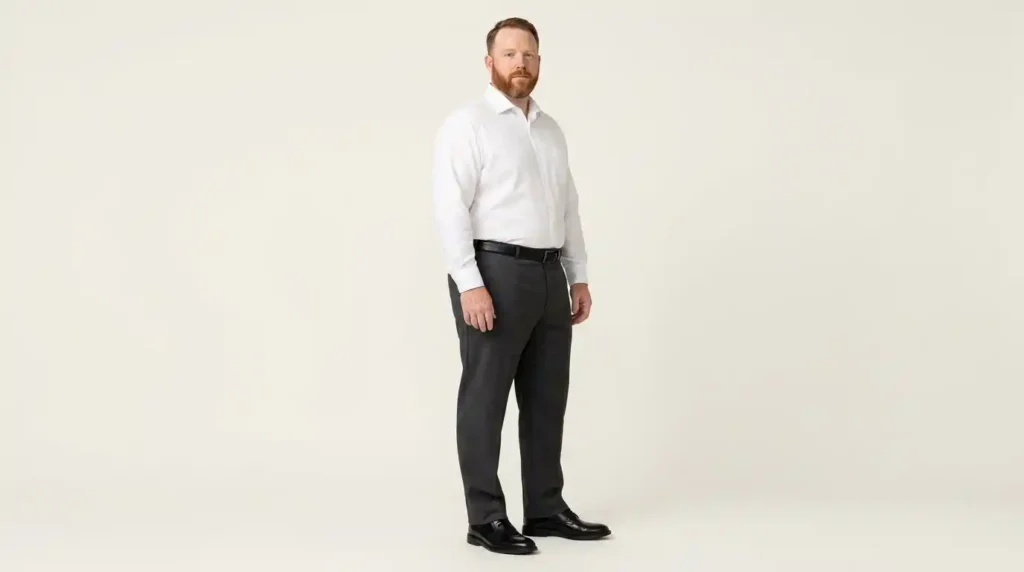 How to Dress for an Interview When You're a Bigger Guy 7 Wear Your Trousers at Your Natural Waist, Not Under Your Belly
