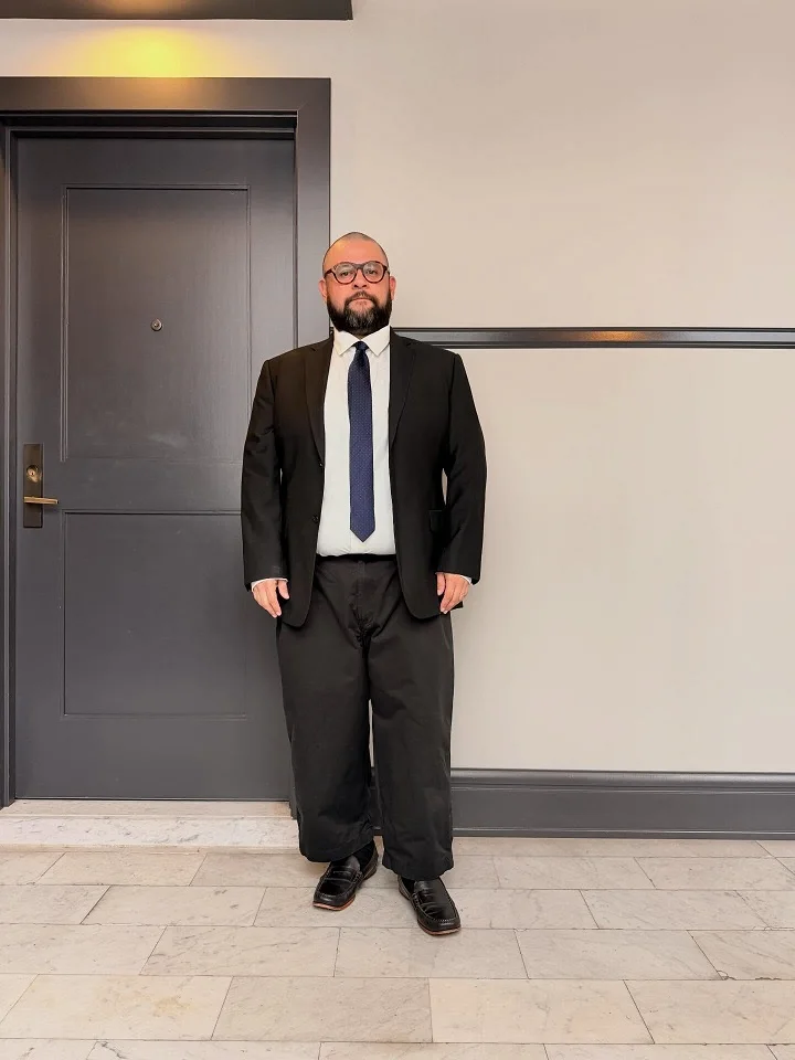 Black Suit and Navy Tie, With a Lesson in Where Trousers Should Stop