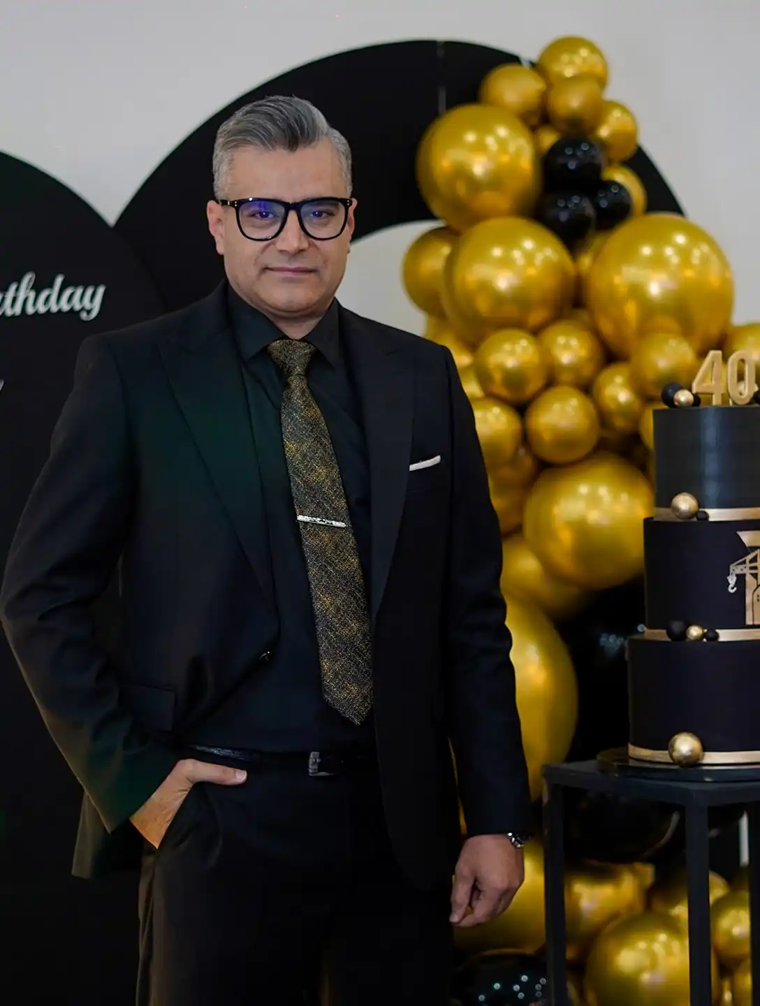 All Black With a Gold Tie for a Black and Gold Party