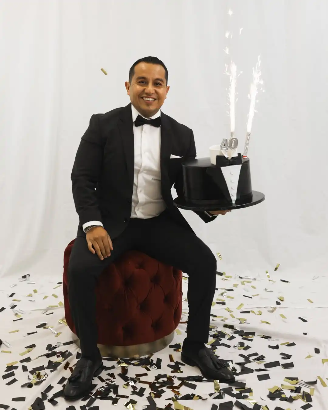 A Black Tuxedo for a Big 40th Photo Shoot
