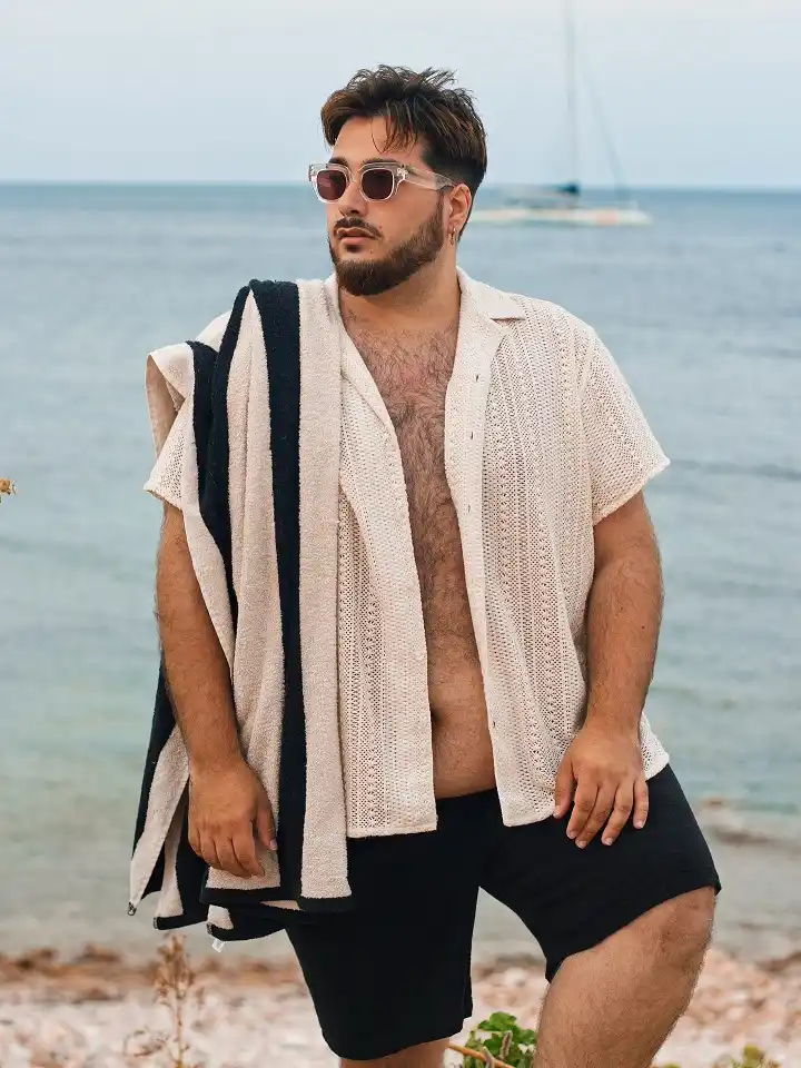 plus size men beach style