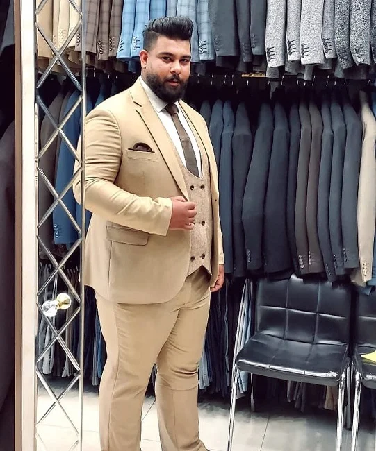 Tan Three Piece With a Textured Vest in a Close Shade
